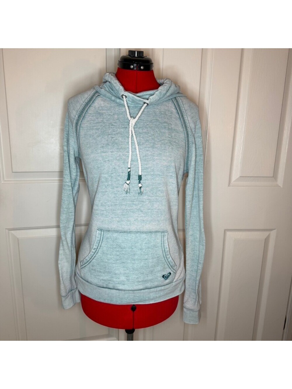 Roxy Y2K Lightweight Long Sleeve Cowl Neck Pullover Shirt Teal Green Women XS